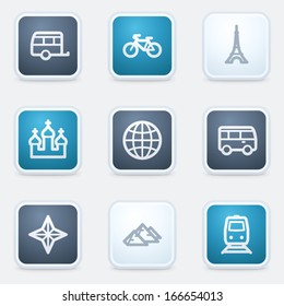 Travel web icon set 2, square buttons