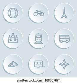 Juego de iconos web de viajes 2, botones de pegatinas blancas
