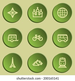 Travel  web icon set 2,  green paper stickers set