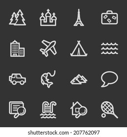 Juego de iconos web de viajes 2, conjunto gris