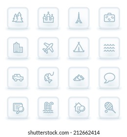 Travel web icon set 2, white square buttons