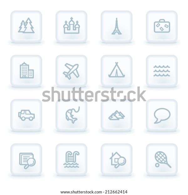 Travel web icon set\
2, white square buttons