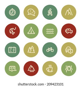 Travel web icon set 3, vintage color