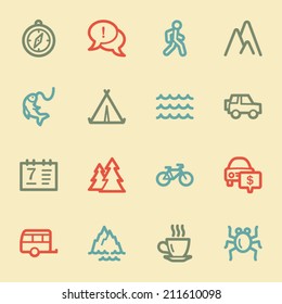 Travel web icon set 3, retro color