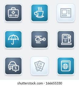 Travel web icon set 4, square buttons