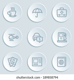 Travel  web icon set 4, white sticker buttons