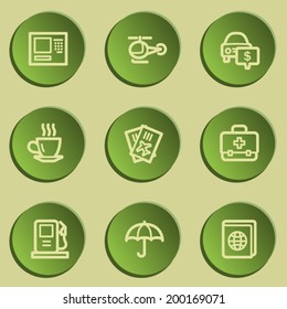 Travel  web icon set 4,  green paper stickers set