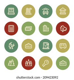 Travel Web Icon Set 4, Vintage Farbe