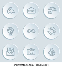 Travel  web icon set 5, white sticker buttons