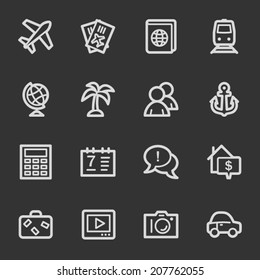 Juego de iconos de la web de viajes 5, conjunto gris