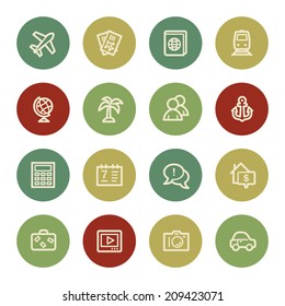 Juego de iconos web de viajes 5, color vintage