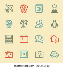 Travel web icon set 5, retro color