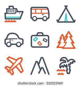 Web-Symbole für Reisen
