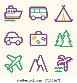 Iconos web de viajes