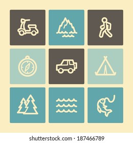 Travel web icons, buttons set