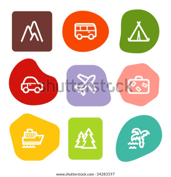 Travel web icons, colour\
spots series