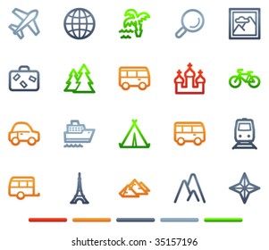 Travel web icons, colour symbols series