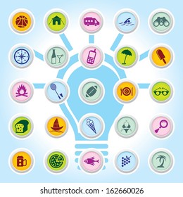 Travel web icons on Buttons. EPS-10