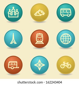 Travel web icons, retro buttons
