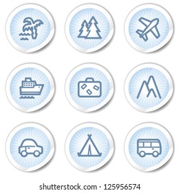 Travel web icons set 1, light blue stickers