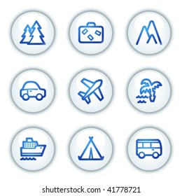 Travel web icons set 1, white circle buttons series
