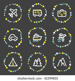 Travel web icons set 1, color dots series