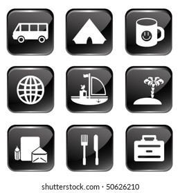 Travel Web Icons Set 1 (Square Glossy Buttons)