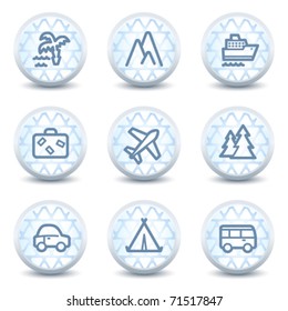 Travel web icons set 1, glossy circle buttons