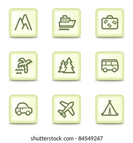 Travel web icons set 1, salad green buttons