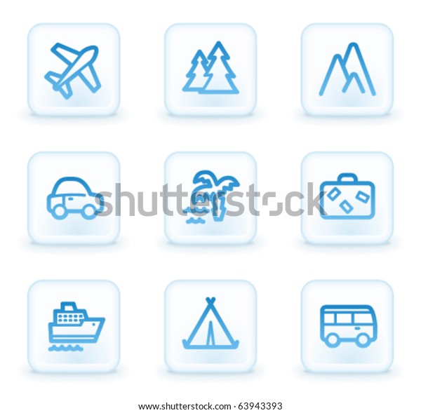 Travel web icons\
set 1, white square\
buttons