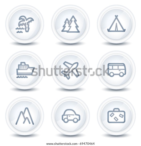 Travel web\
icons set 1, white glossy circle\
buttons