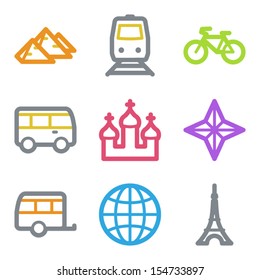 Travel web icons set 2, color line contour series