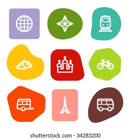 Iconos de la web de viajes conjunto 2, colores de la serie