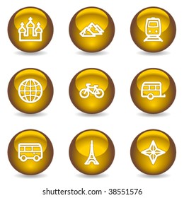 Iconos de la web de viajes conjunto 2, serie dorada brillante