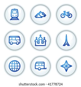 Travel web icons set 2, white circle buttons series