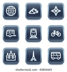 Viajar conjunto de ícones da web 2, série de botões quadrados minerais