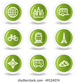 Ícones da Web de viagem conjunto 2, botões de círculo verde