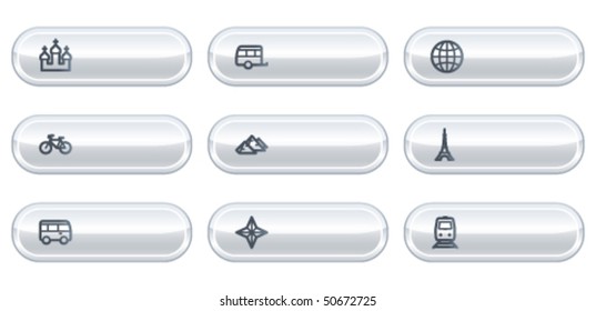 Travel-Web-Symbole Set 2, weiße Schaltflächen mit Kopienraum