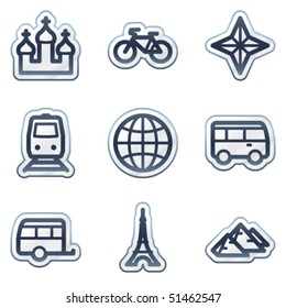 Travel web icons set 2, deep blue contour sticker series