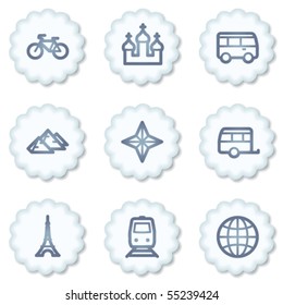 Travel web icons set 2, white buttons