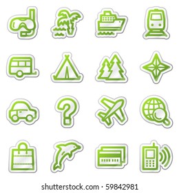 Travel web icons set 2, green contour sticker series