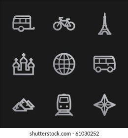 Travel web icons set 2, grey mobile style