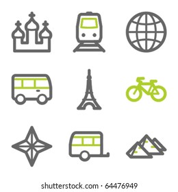 Travel Web Icons set 2, Green und Grau Kontur Serie