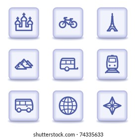Travel web icons set 2, light violet glossy buttons