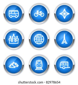 Iconos web de viajes conjunto 2, botones azules
