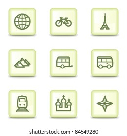 Travel web icons set 2, salad green buttons