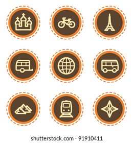 Travel web icons set 2, vintage buttons