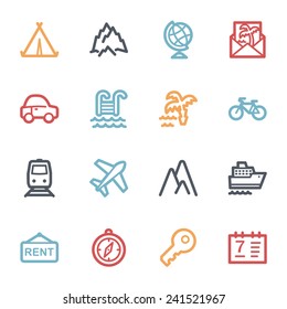 Travel web icons set