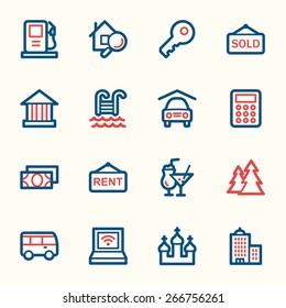 Conjunto de iconos de la web de viajes