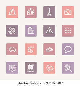 Travel web icons set
